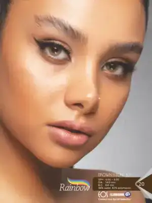 خرید لنز رنگی عسلی رینبو براون 101 تن 1