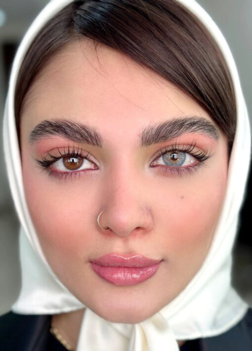 خرید لنز طوسی آبی روشن مرکز عسلی رنگ کلاسیک گری