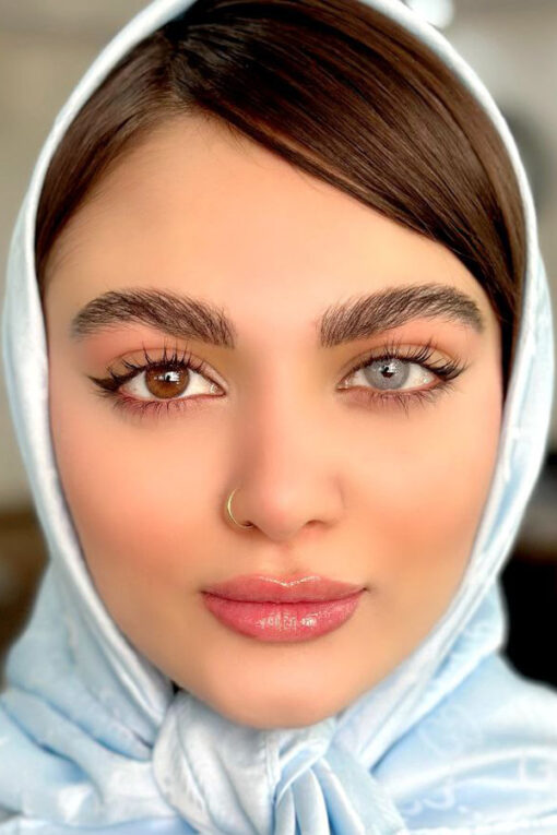 خرید لنز طوسی آبی دور محو رنگ کارنلین