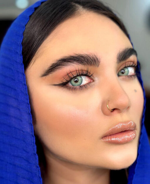 خرید لنز سبز آبی مرکز عسلی رنگ باربی بلو