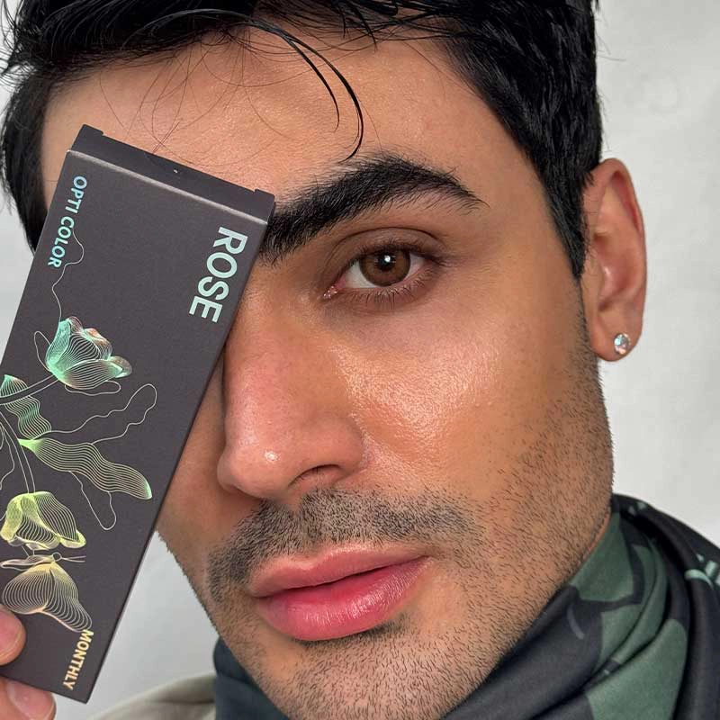 لنز رز ارکید براون قهوه ای عسلی دور دار