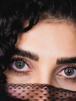 لنز سبز رگه دار گری بژ سلنا
