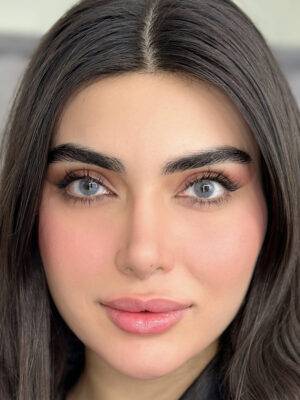 لنز رنگی آیس کالر طوسی آبی بدون دور Ice Color shiny gray
