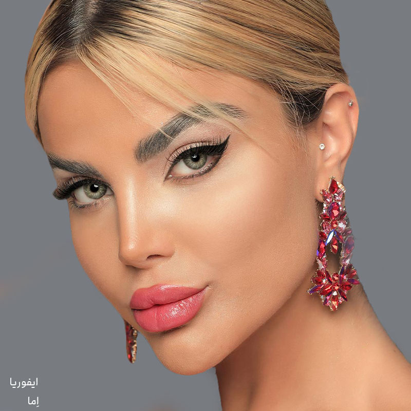 لنز رنگی سبز عسلی دور دار کد717